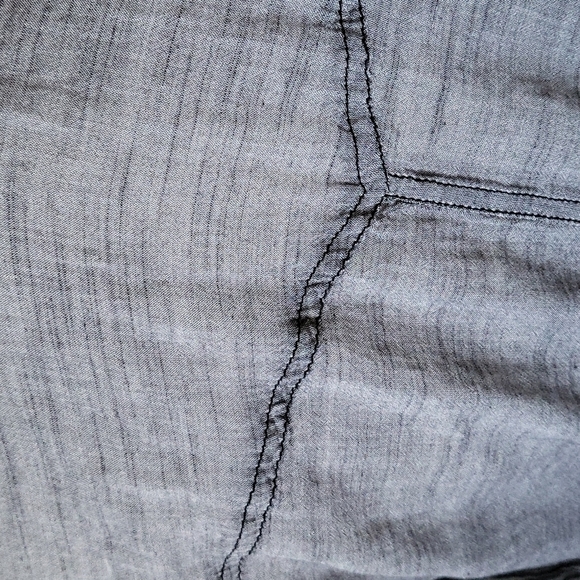 Maurices semi sheer gray button down top with crinkle sleeves - Picture 4 of 12